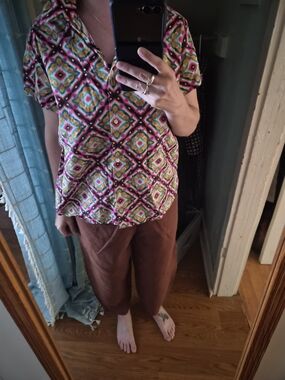 A.P.C. Multicolor Geometric Print Shirt - Pink, Teal, Yellow, Black